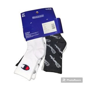 Champion Youth Crew Socks, 6 Pairs, shoe Sz 3Y-5Y, Multi, NWT